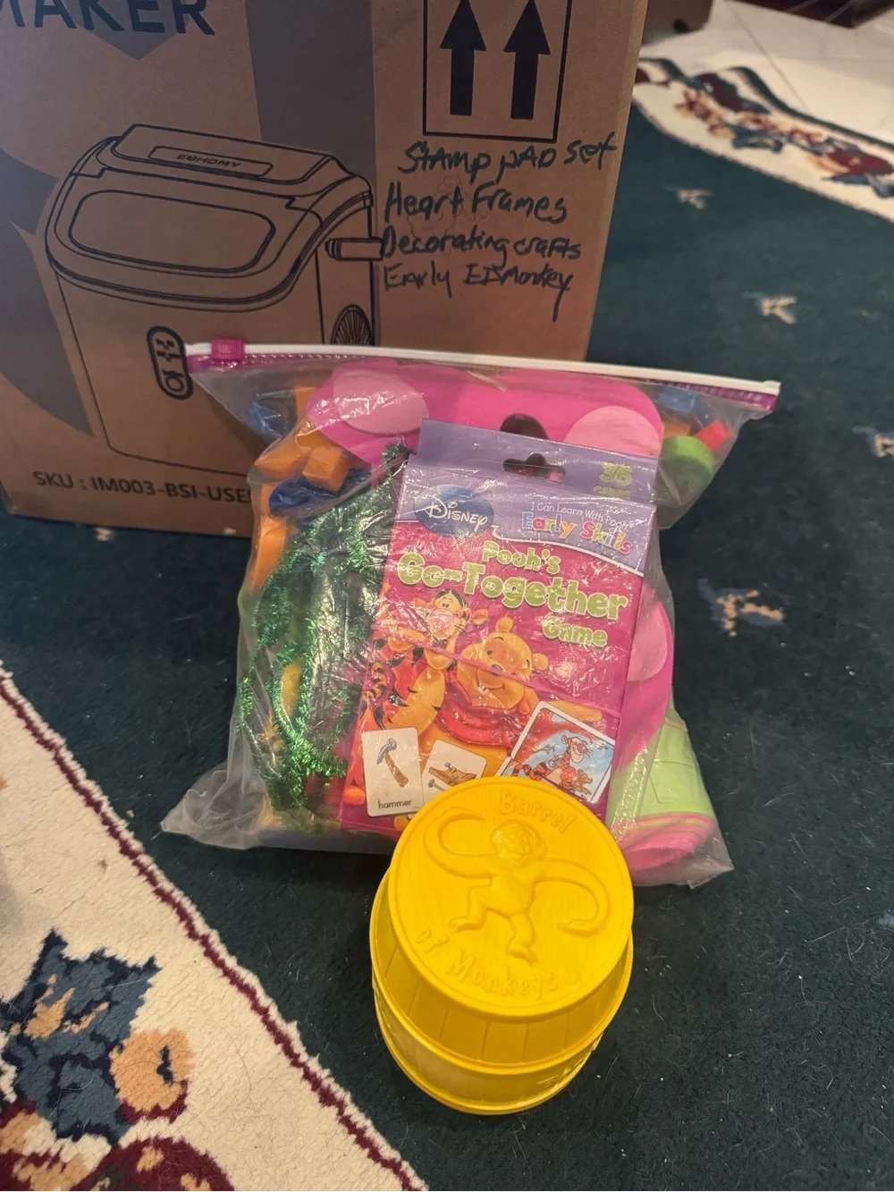 Monkey game and Counters Set - Yellow, Pink, Green